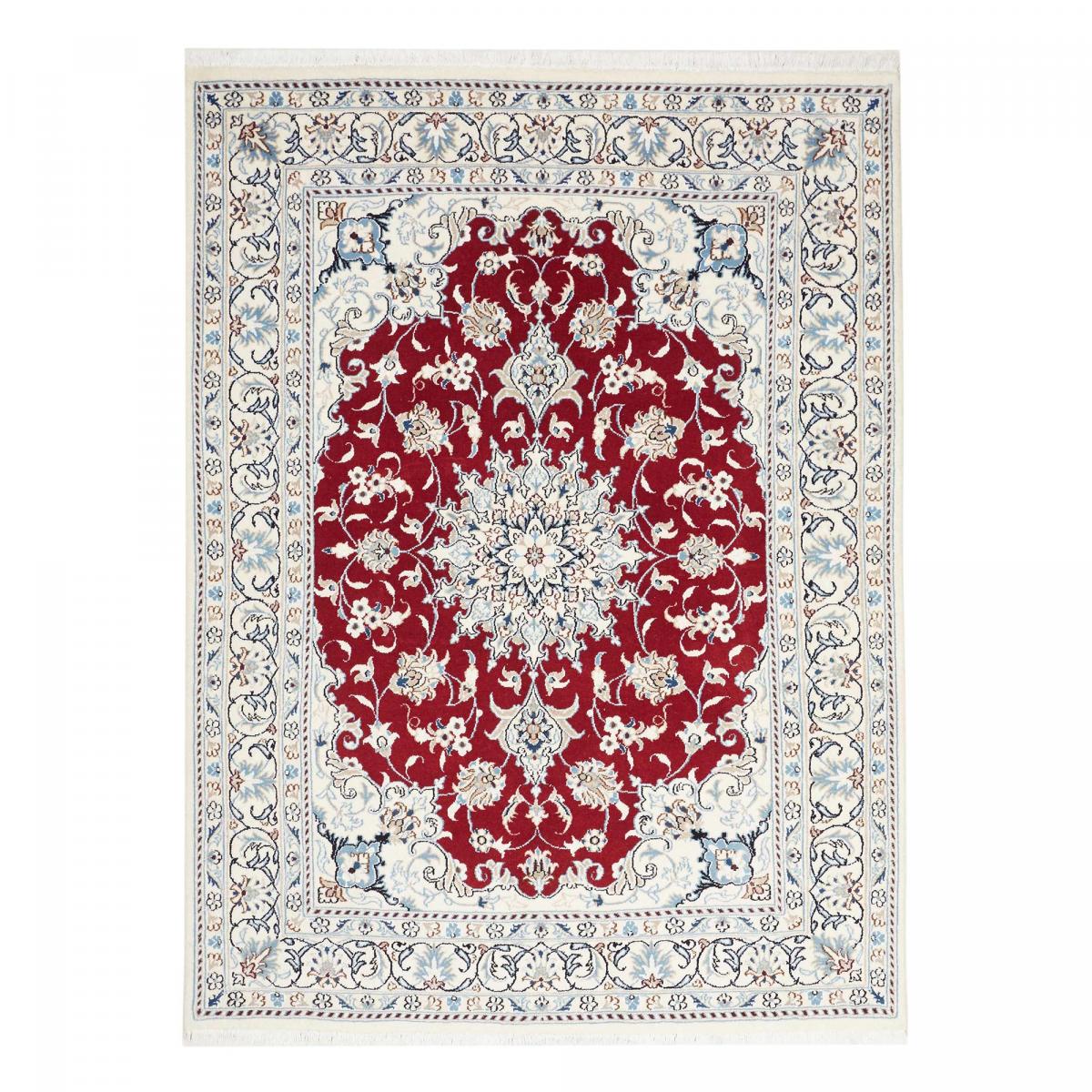 Tapis d'orient, motif oriental, noué main, NAIN 8 rouge, bleu, crème, UN AMOUR DE TAPIS
