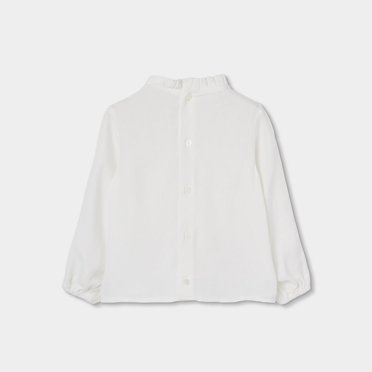Blouse avec dentelle et col froncé blanc, BOBOLI