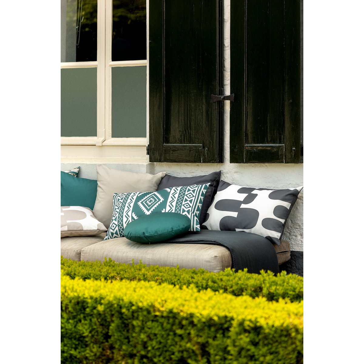 Coussin extérieur Sol bleu canard, DUTCH DECOR