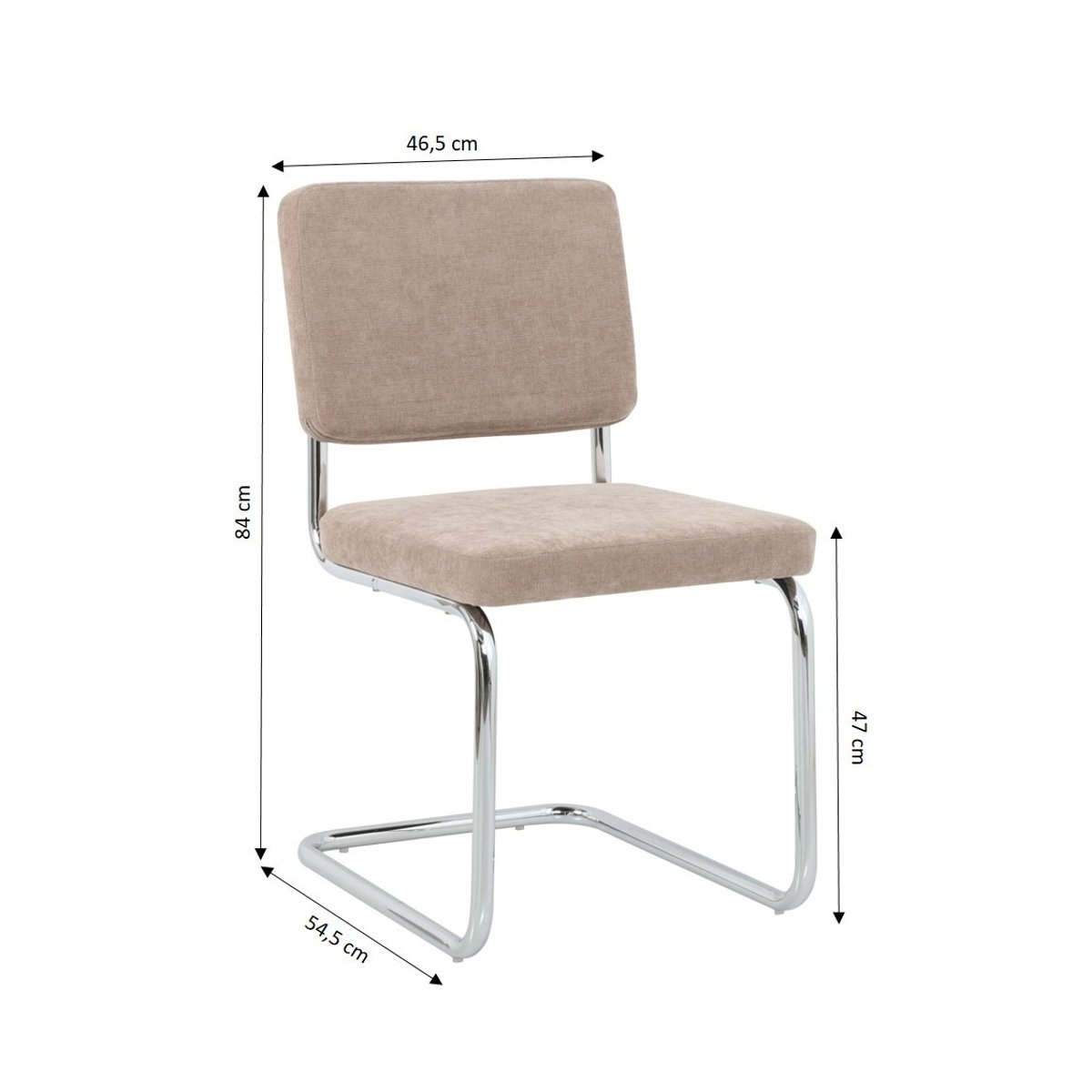 Chaises tissu pieds métal (lot de 2) JACK marron, BAÏTA