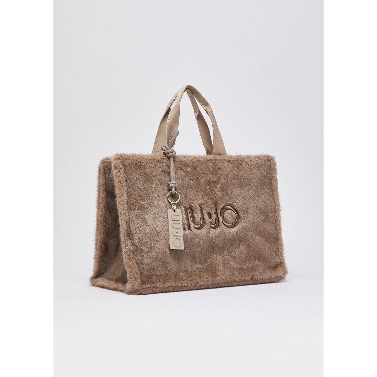 Grand sac fourre-tout en teddy beige, LIU JO