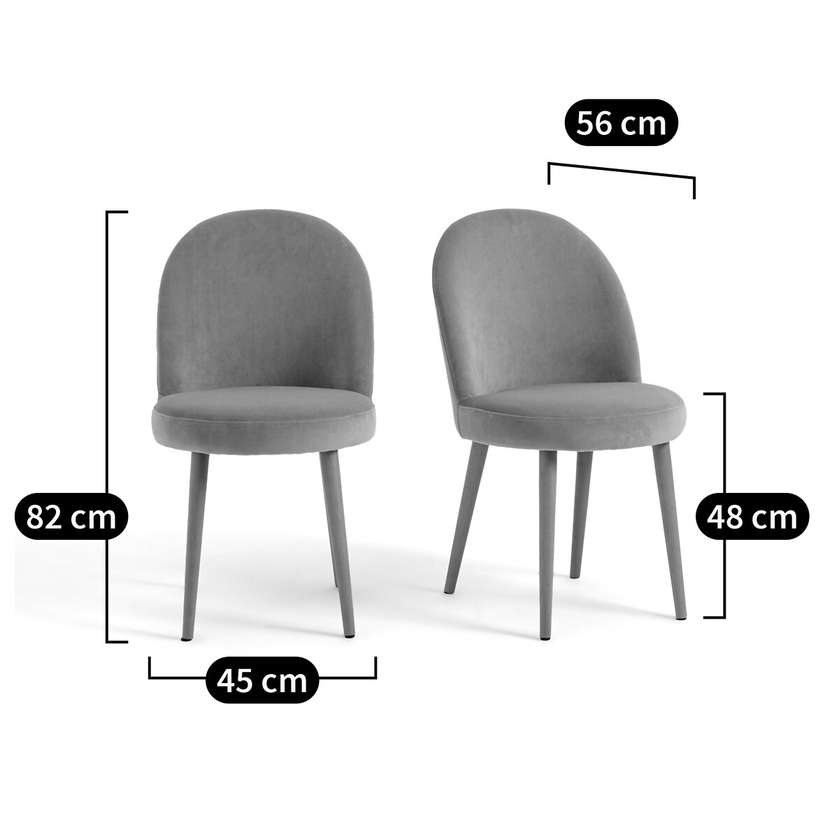 Set van 2 fluwelen stoelen, Inès goudkleur oker, LA REDOUTE INTERIEURS