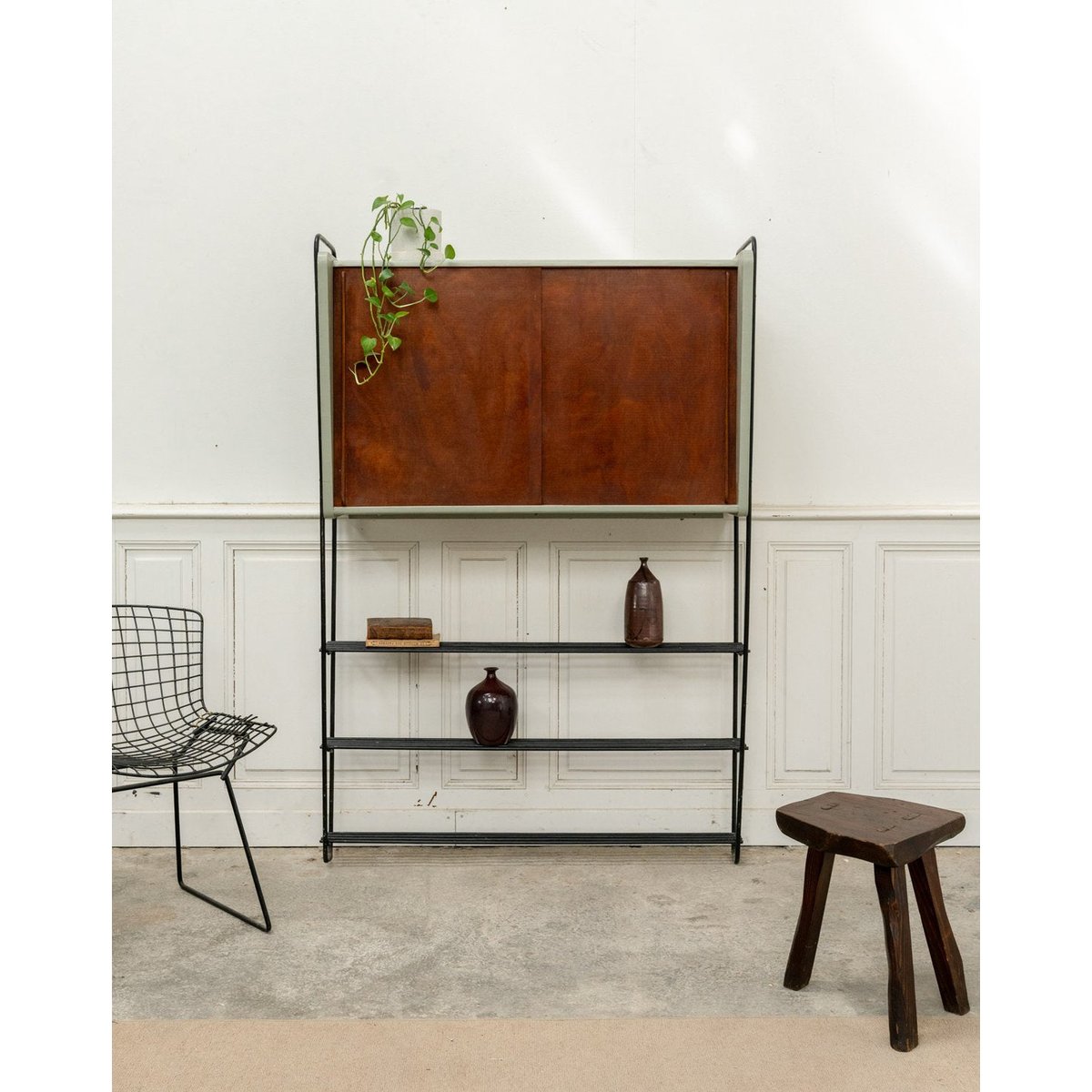 Étagère bibliothèque vintage au style scandinave Isabelle N°311 - Bon état bois foncé, DEBONGOUT