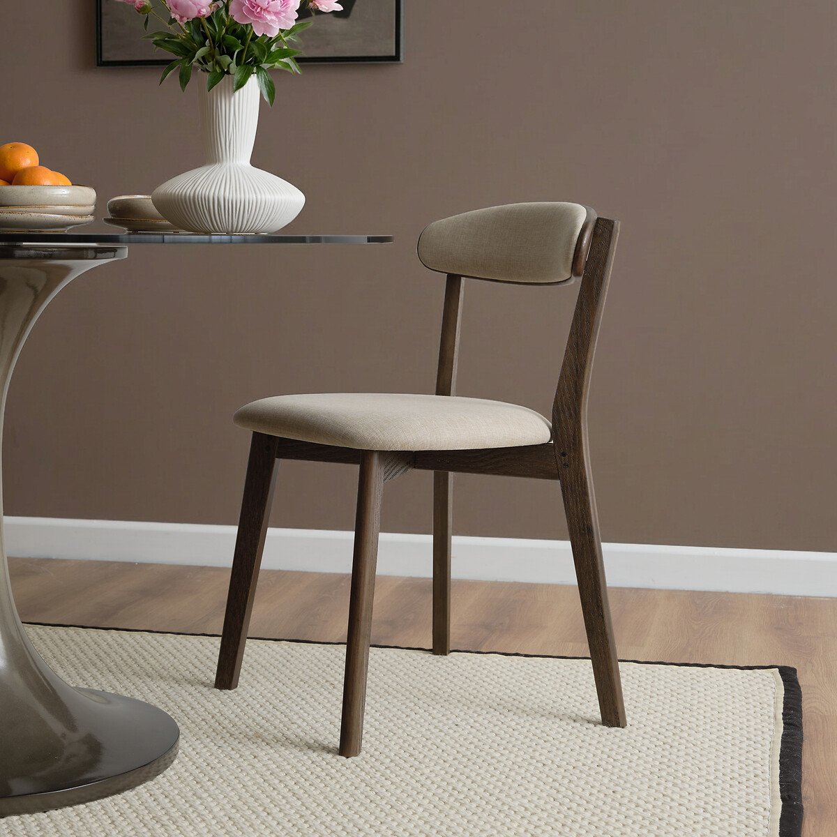 Hale Mid-Century Upholstered Smoked Oak Dining Chairs (Set of 2) smoked oak, ÉDITÉ