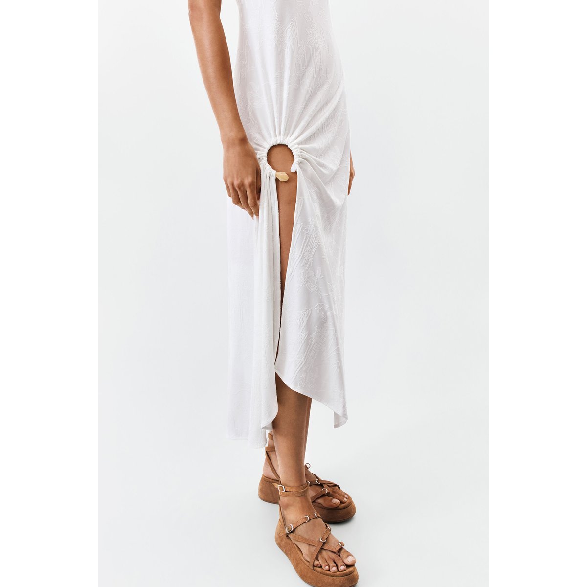 Robe floquée à manches courtes blanc, DESIGUAL