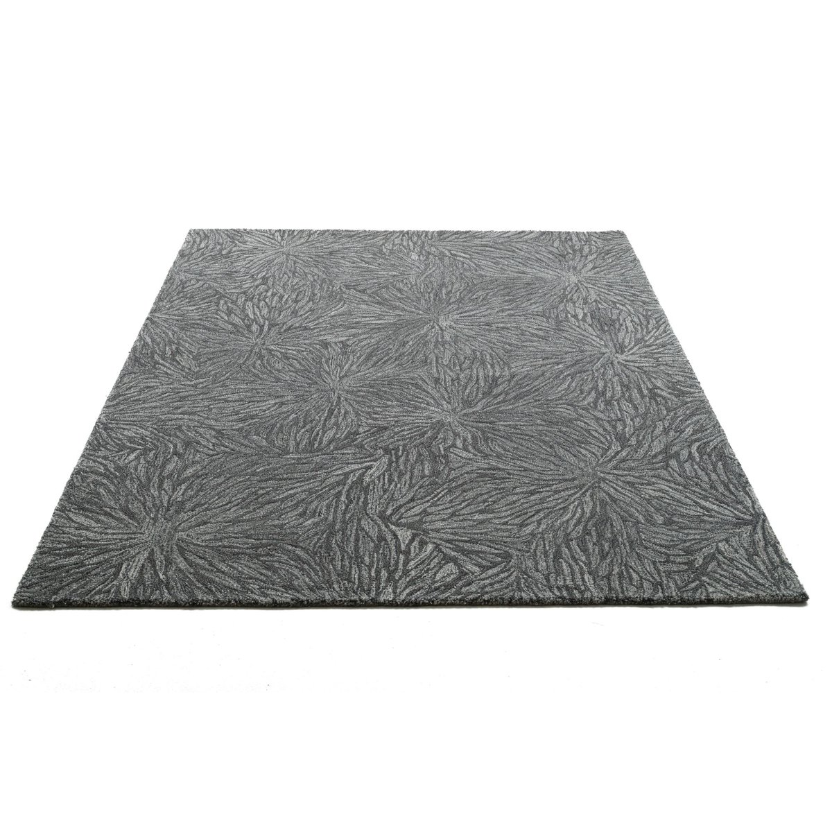 Tapis tufté main en laine vierge et viscose gris, THEKO