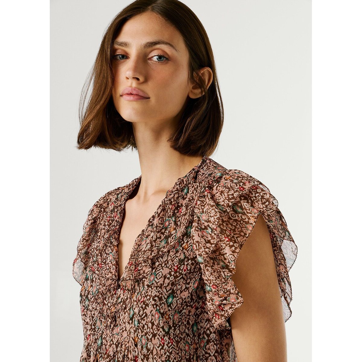 Blouse imprimée, à manches volantées imprimé multicolore, PEPE JEANS