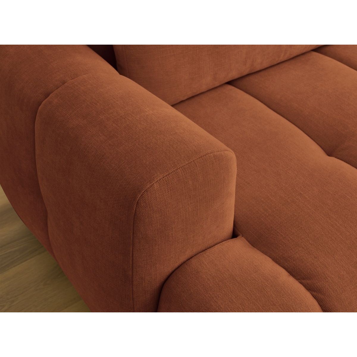 Canapé d'angle convertible 3 places en tissu lisse, FUJI orange, BOBOCHIC