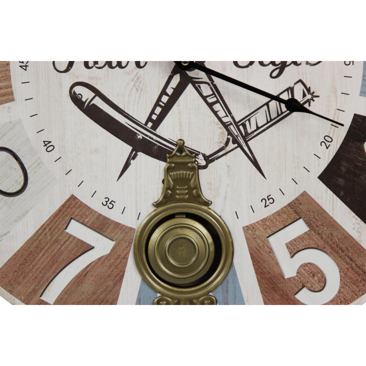 Horloge ancienne balancier barber shop hair multicolore, DECORATION D’AUTREFOIS