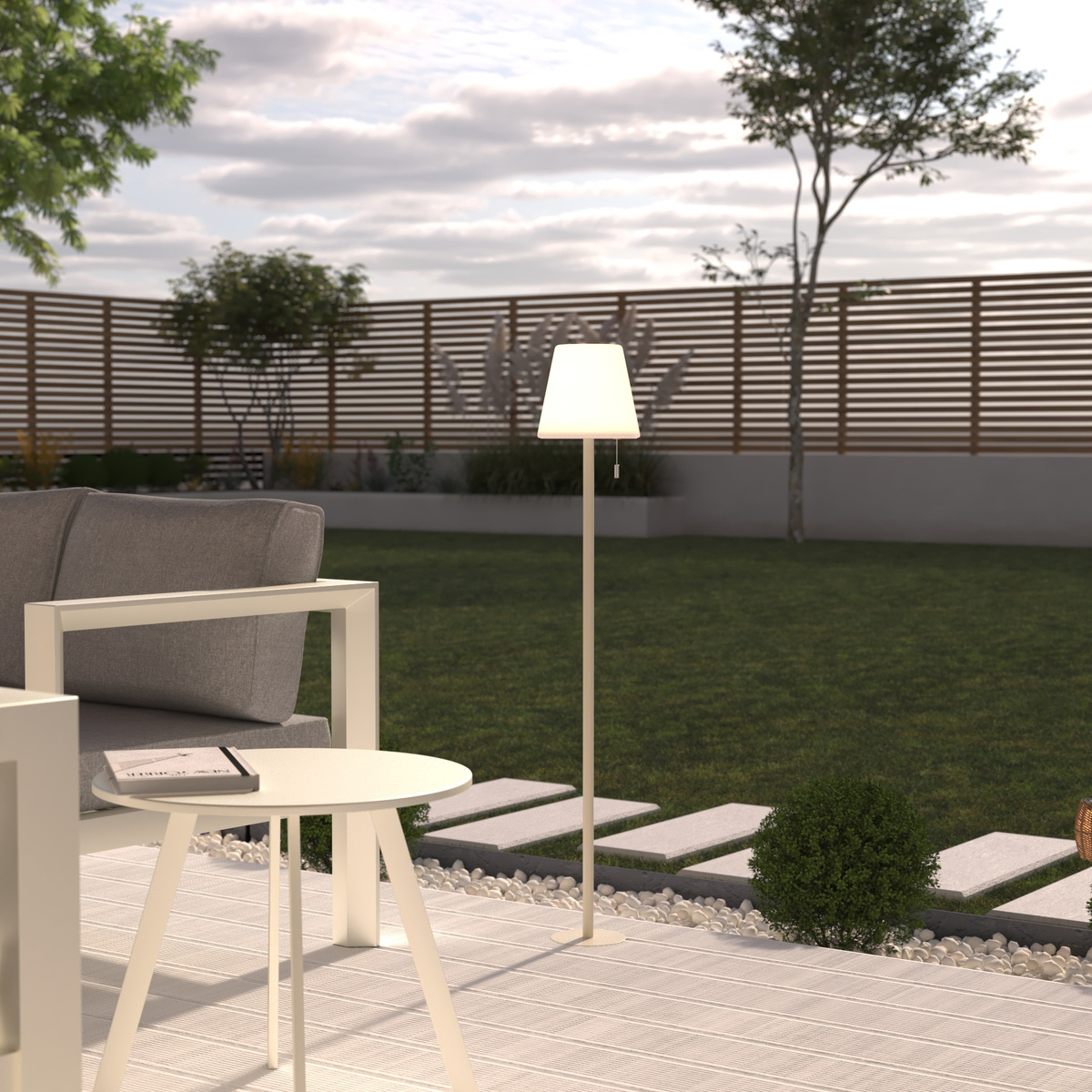 Lampadaire d'extérieur nomade LED rechargeable ZACK beige, ATMOSPHERA