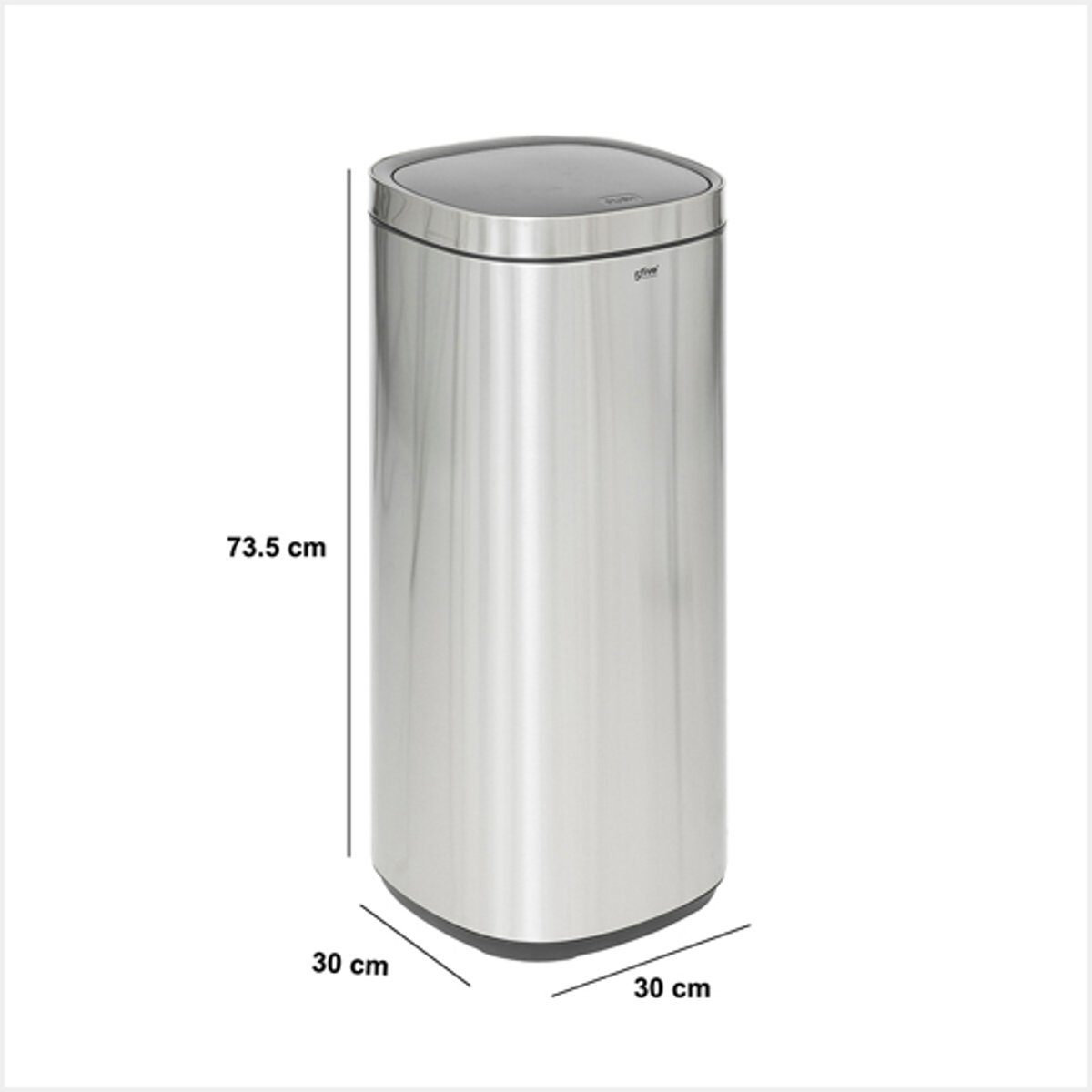 Poubelle de cuisine push 50L en métal PUSH gris, 5FIVE SIMPLY SMART