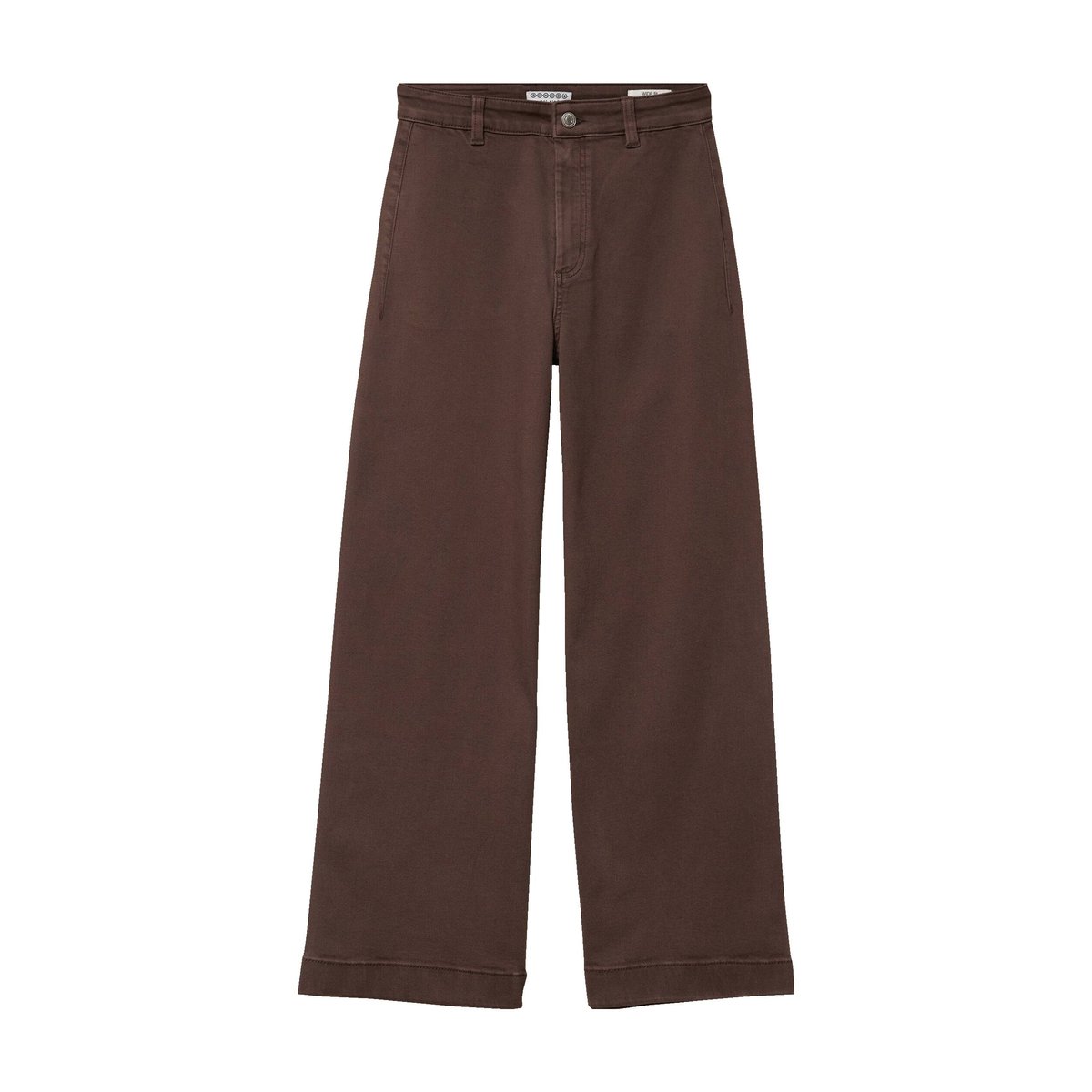 Jeans large cropped taille haute marron, BONOBO