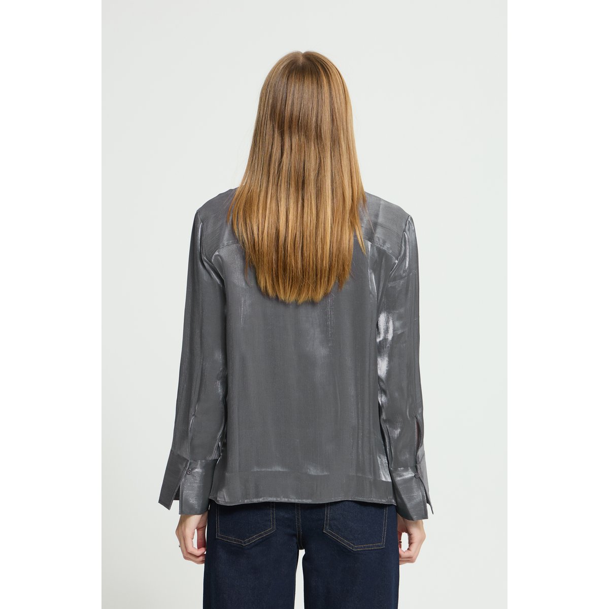 Chemise à manches longues gris smoked pearl, ICHI