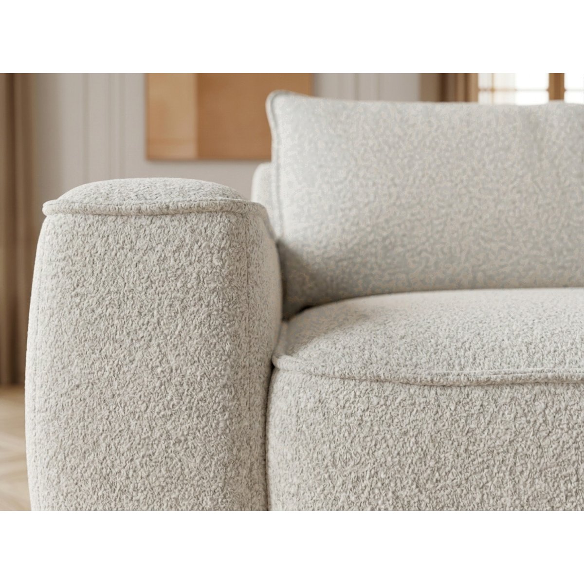 Canapé d'angle convertible 3 places en tissu chenille, HONORE blanc, BOBOCHIC