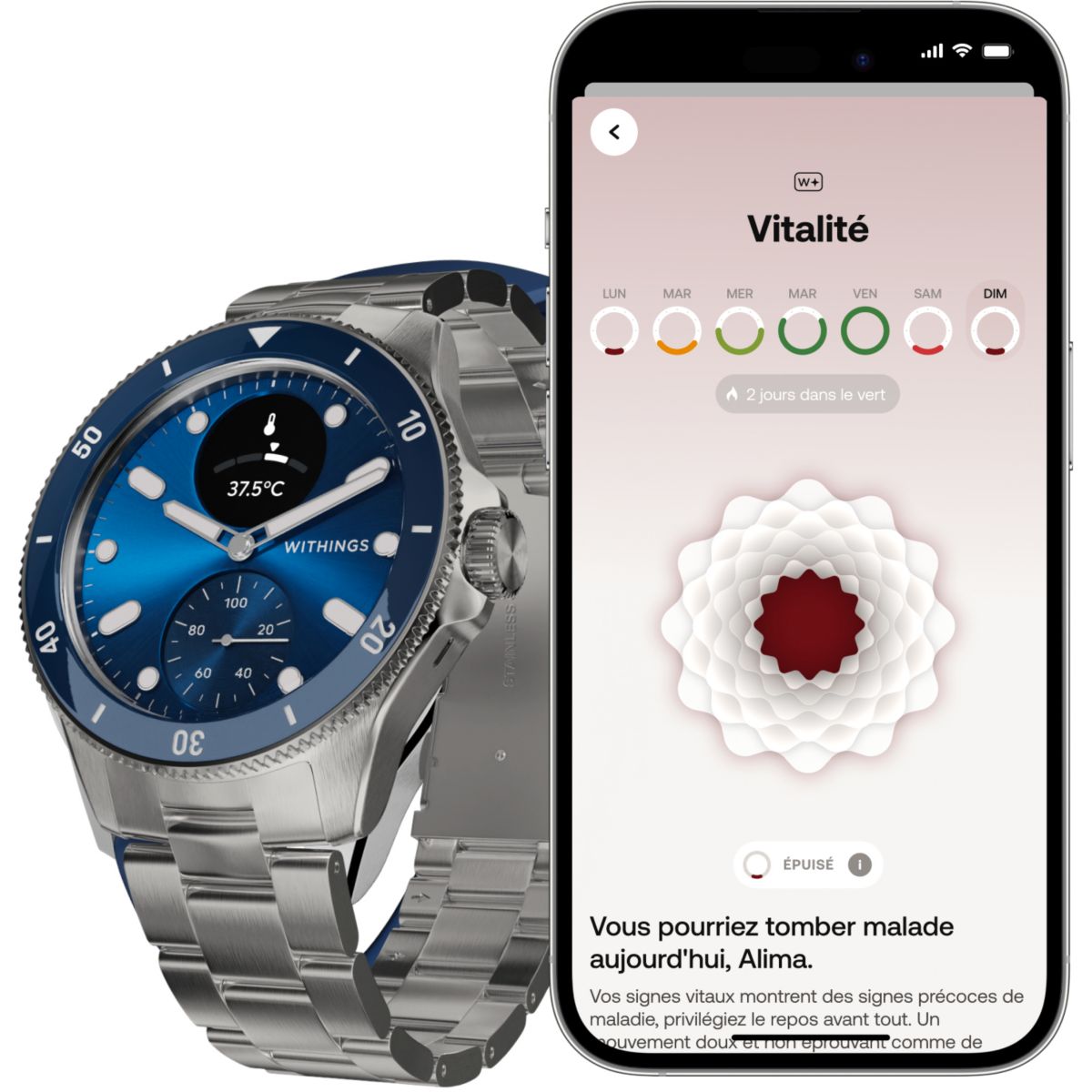 Montre santé Scanwatch Nova Bleue bleu, WITHINGS