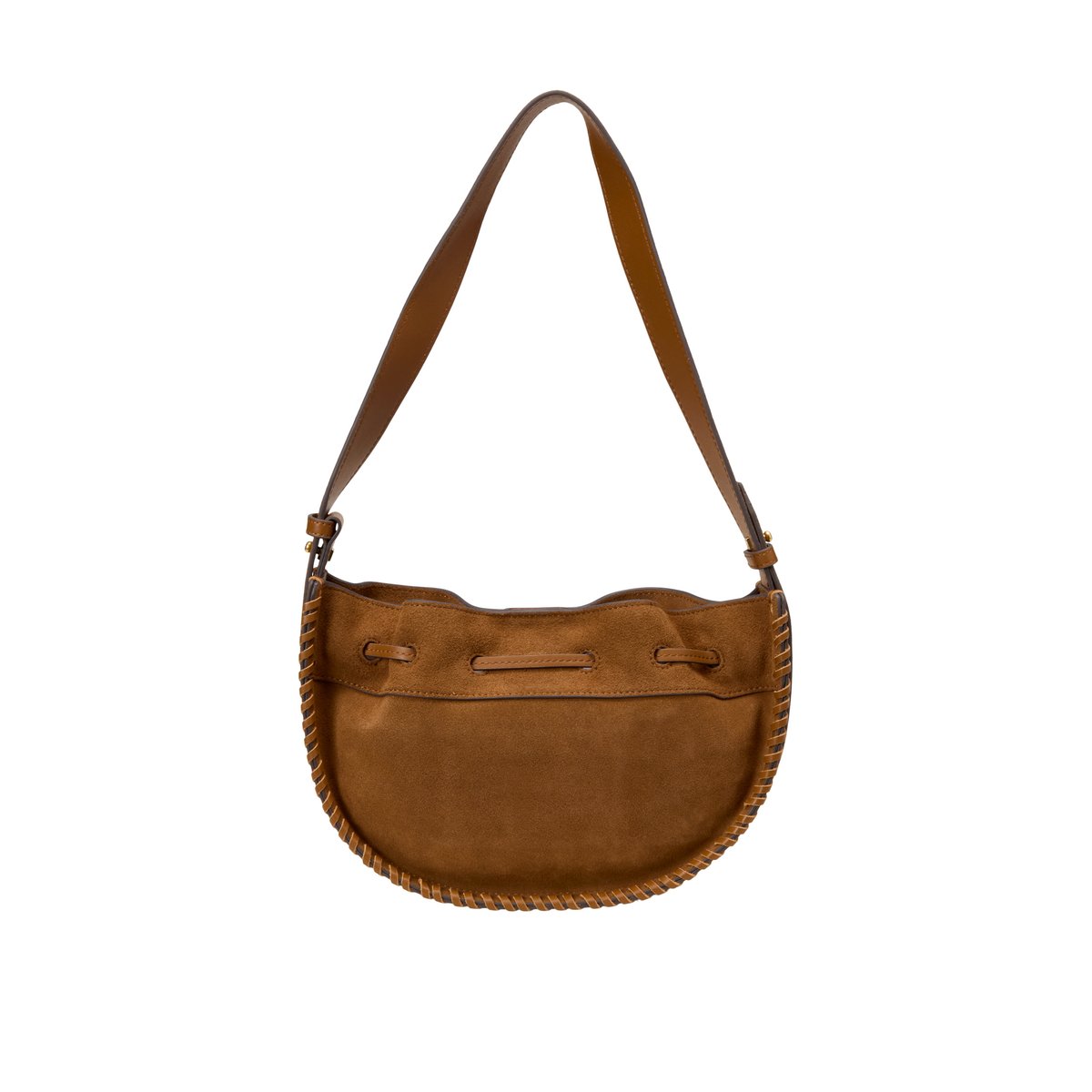 Sac à bandoulière small en cuir velours doux cognac, MARC O'POLO