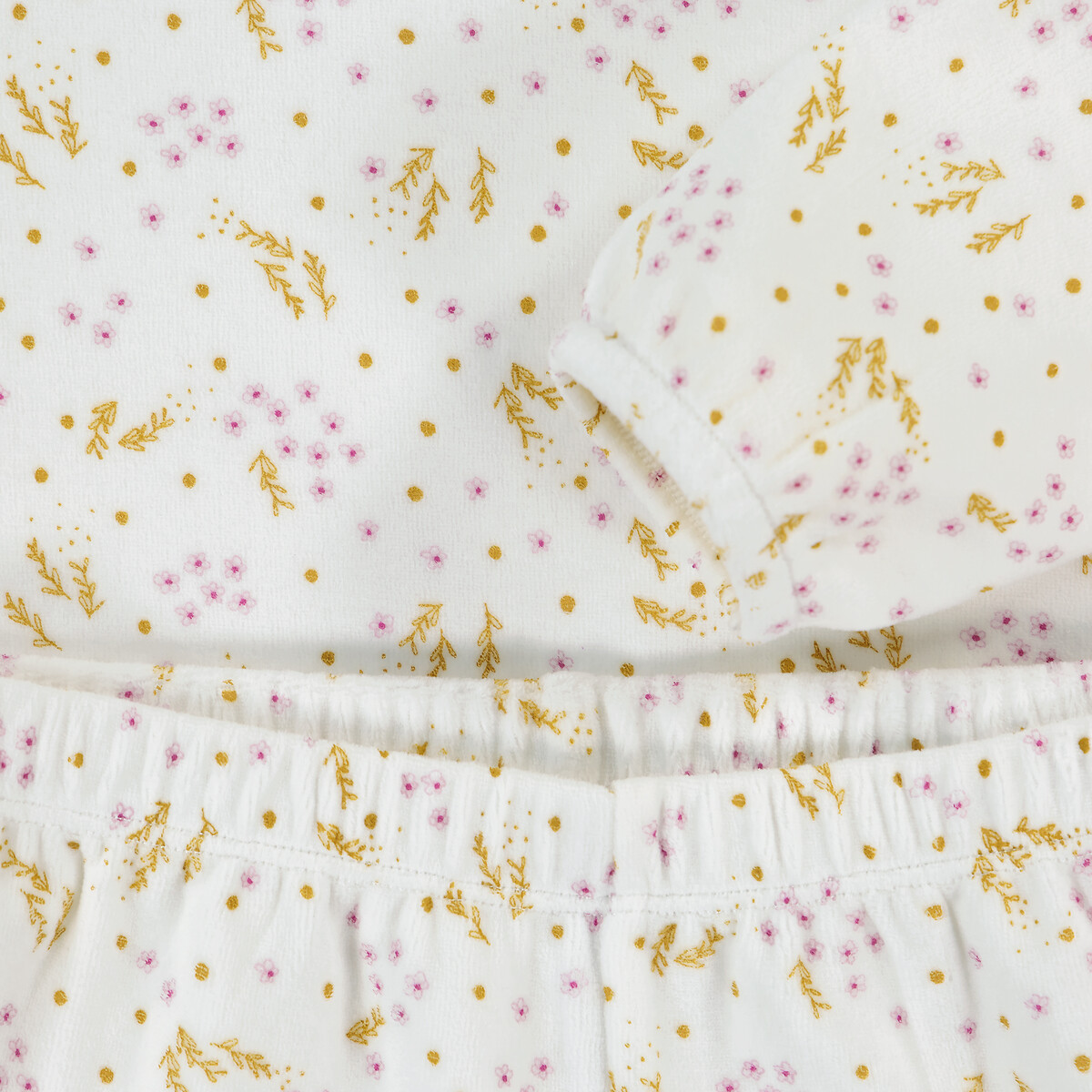 Lot de 2 pyjamas en velours imprimé lapin ecru + mauve, LA REDOUTE COLLECTIONS