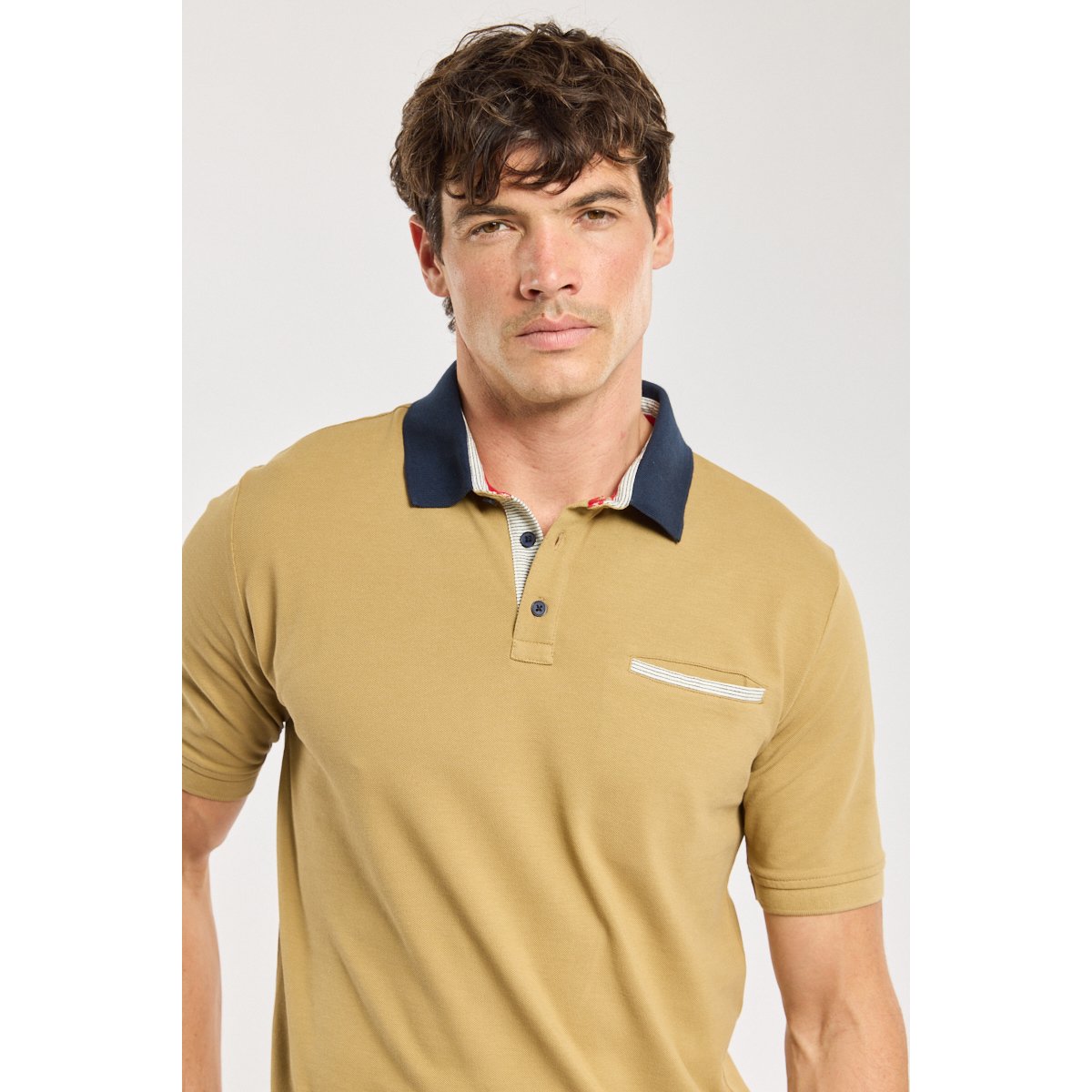 Polo Bérac - coton piqué antique bronze/marine deep, GUY DE BERAC