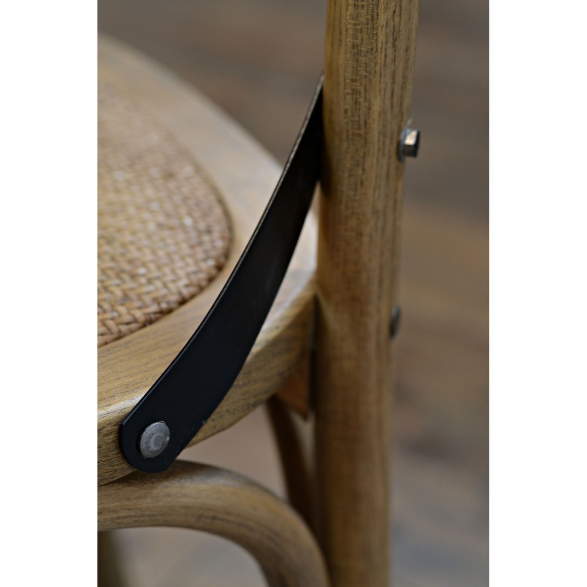 Chaises en bois massif et métal assise rotin (lot de 2) - BISTROT bois clair, HELLIN, DEPUIS 1862