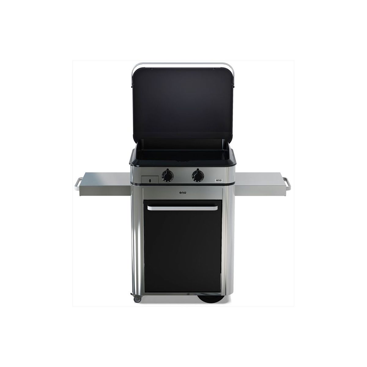 Plancha gaz Combo Enosign 65 Inox et Noir sur chariot, 56x40 cm noir, ENO
