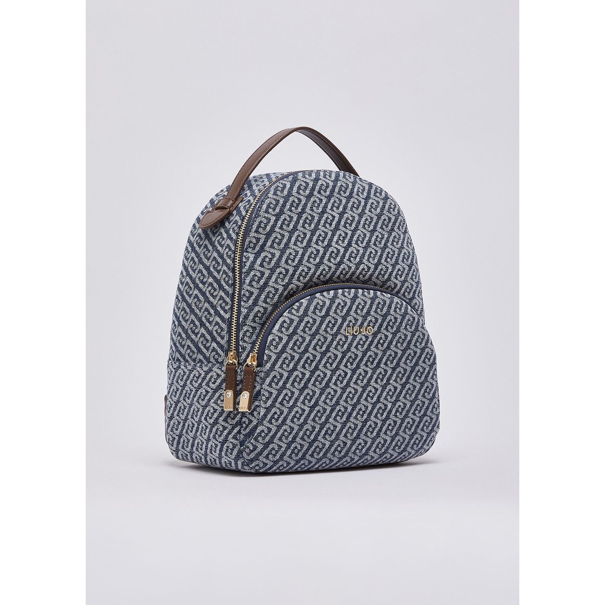 Sac à dos monogramme en denim denim bleu, LIU JO