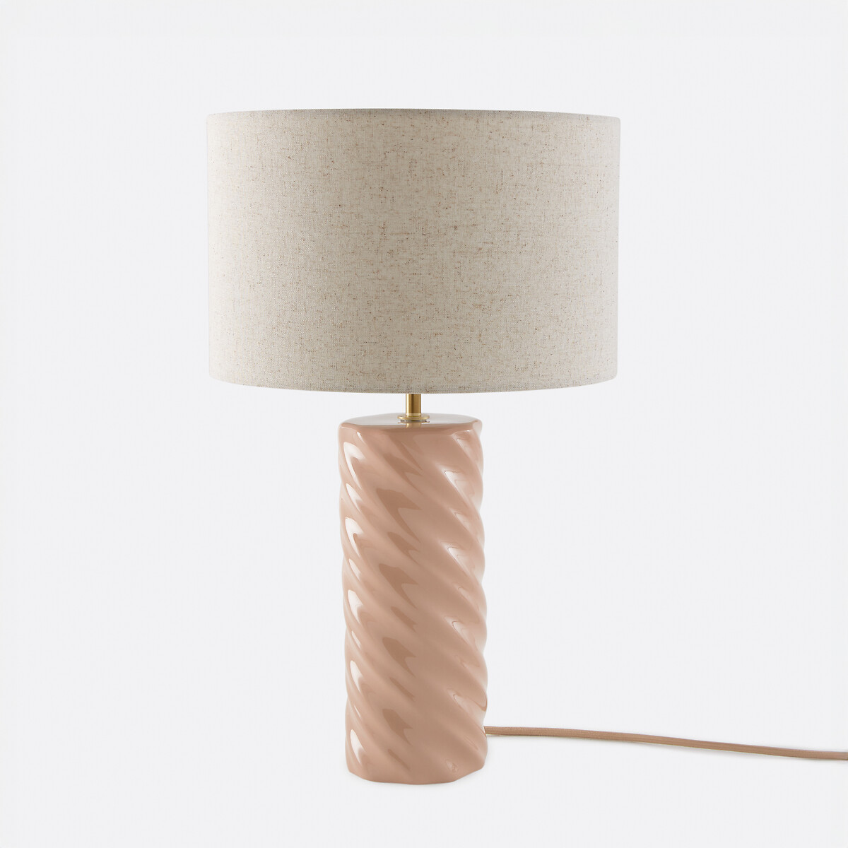 Lampe à poser céramique et lin, Dehen vieux rose, LA REDOUTE INTERIEURS