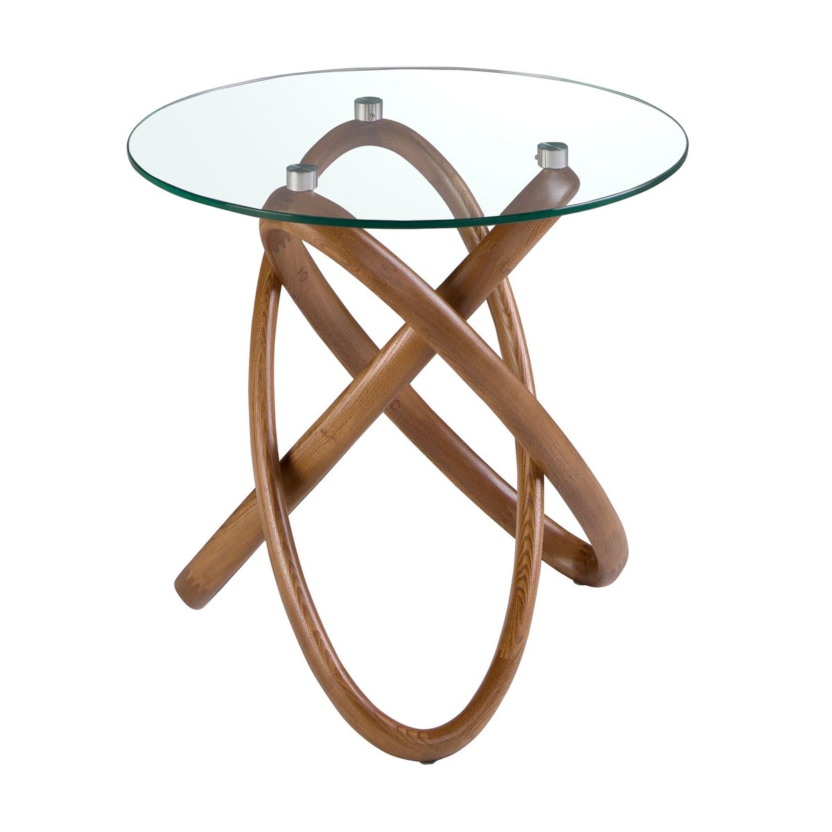 Table d'angle ronde en verre trempé et noyer glass | walnut, ANGEL CERDA