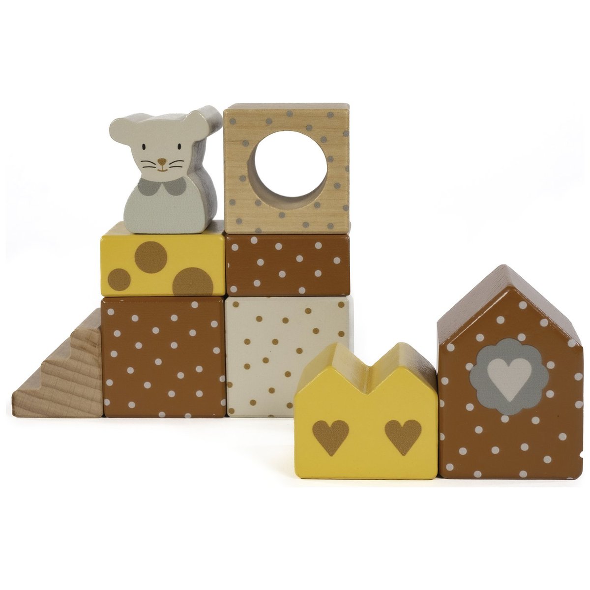 Blocs de construction en bois Poppy vert, jaune, WALKING MUM