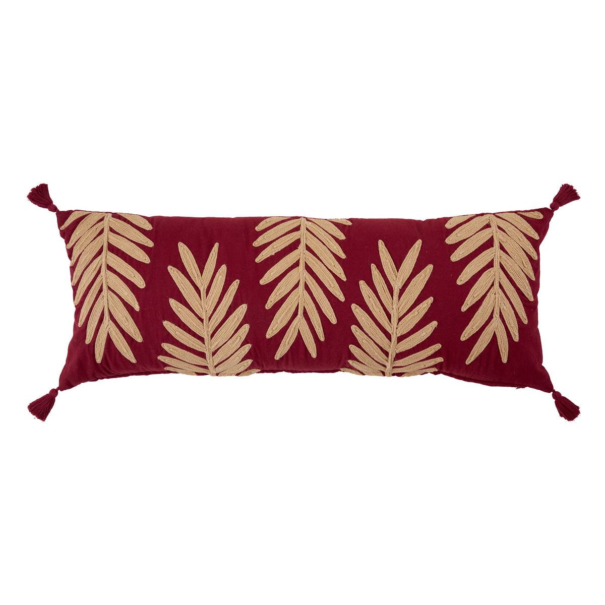 Coussin déhoussable en velours brodé YUCATAN violet, ATMOSPHERA