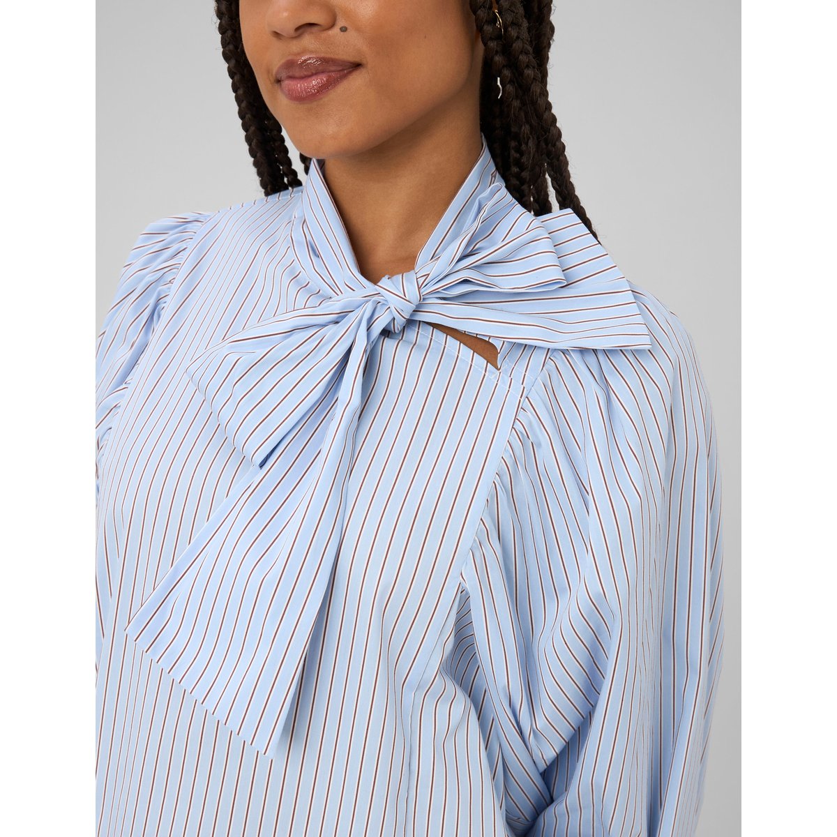 Blouse rayée à Noeud bleu clair, BZB