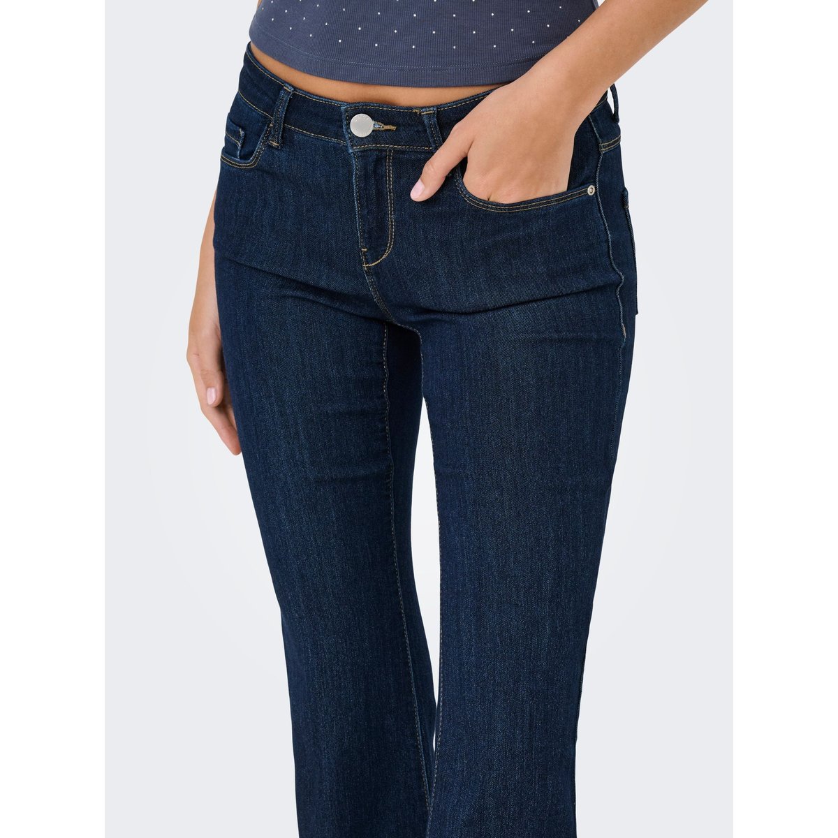 Jean Flared dark blue denim, ONLY