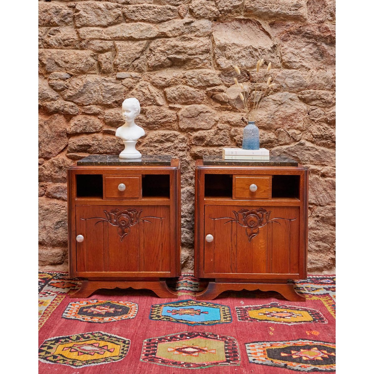 Paire de chevets Art déco Odile N°1261 - Bon état bois foncé, DEBONGOUT