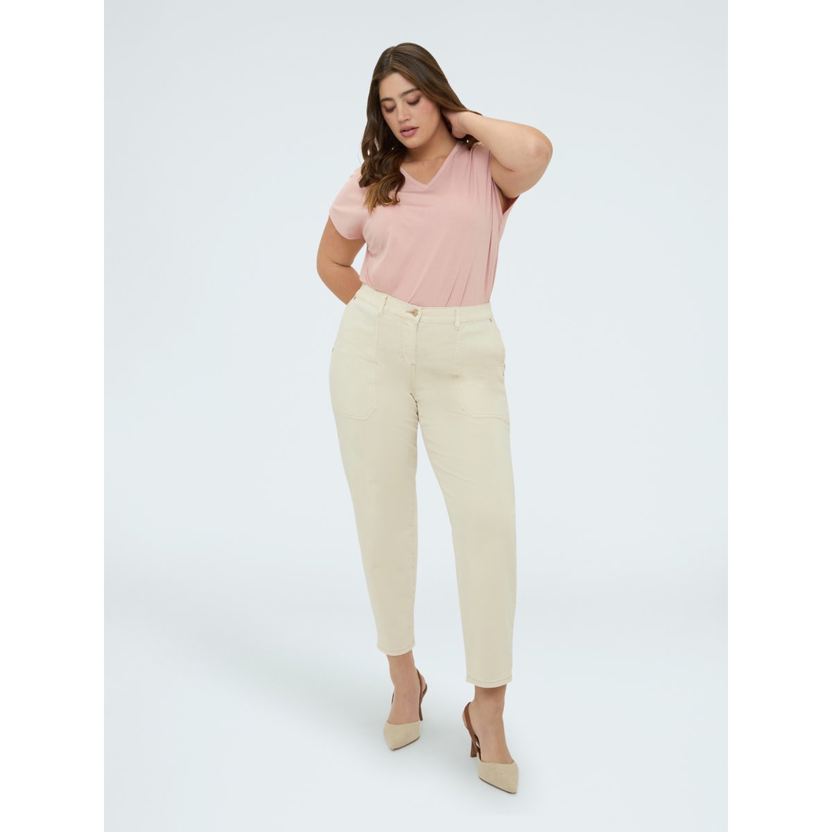 Pantalon Carrot Fit beige, FIORELLA RUBINO