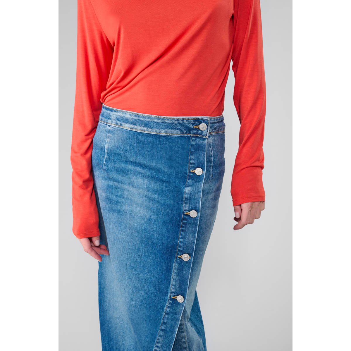 Jupe droite en jeans RAPHI blue, LE TEMPS DES CERISES