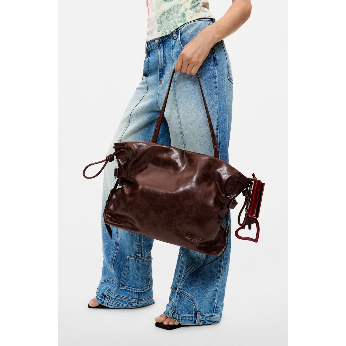 Grand sac shopping marron, DESIGUAL