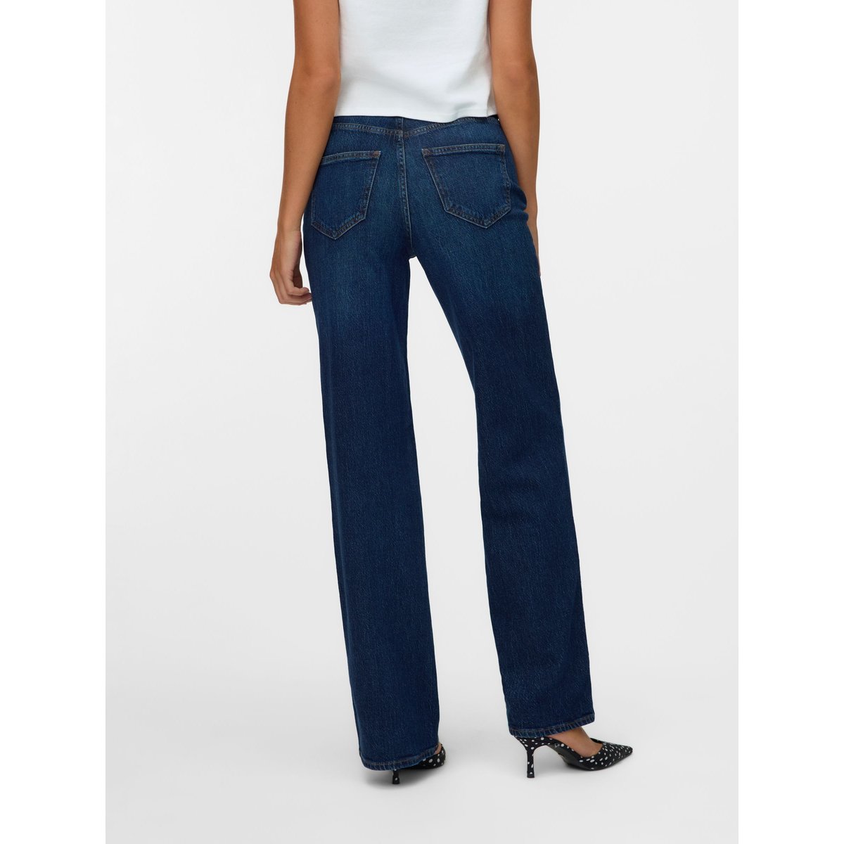 Jean À Coupe Large dark blue denim, VERO MODA