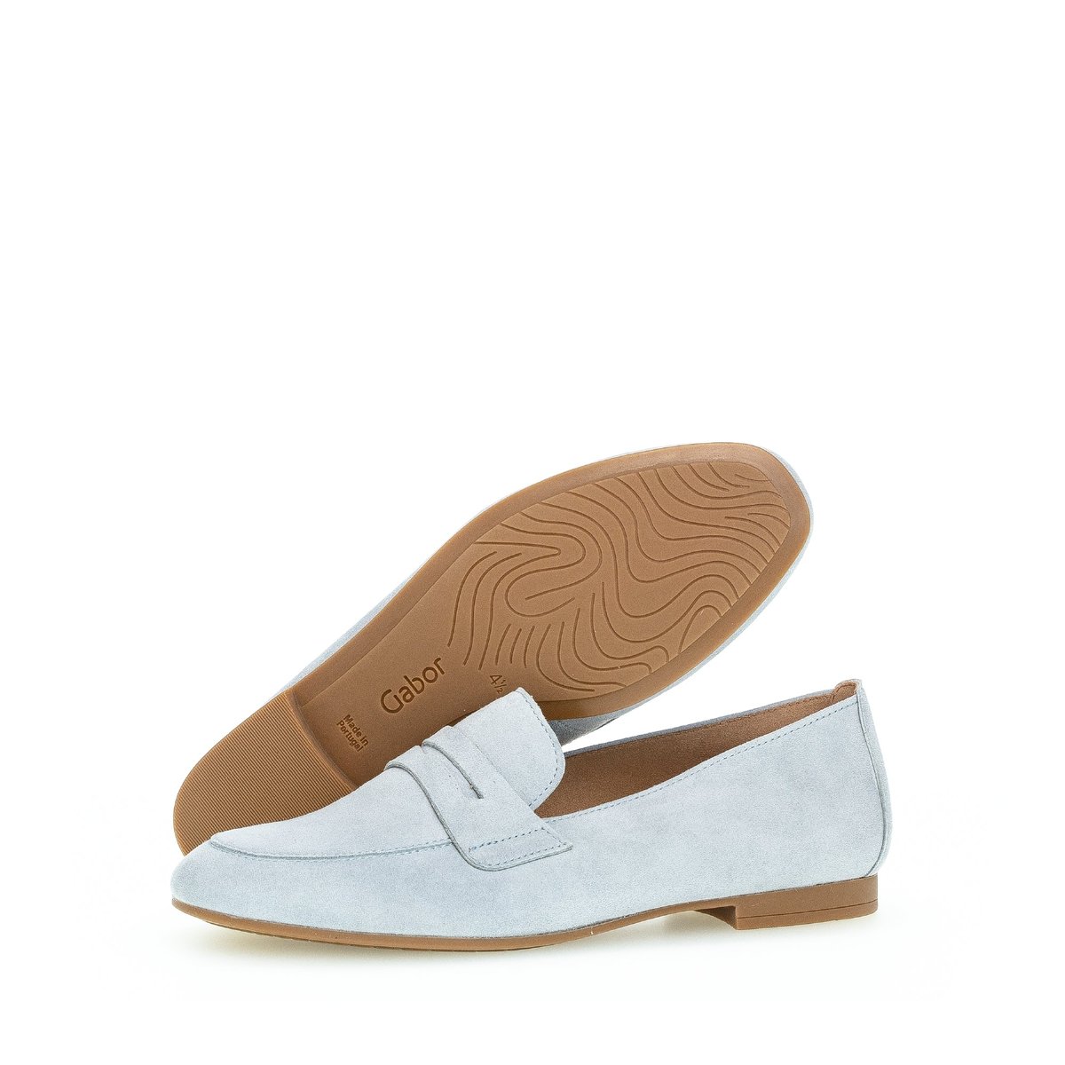 Mocassins en cuir à talon décroché bleu, GABOR