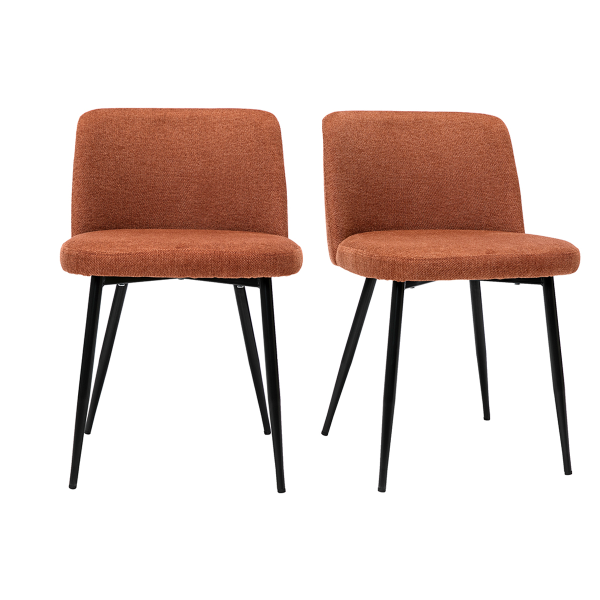 Chaises scandinaves en tissu effet velours texturé et métal noir (lot de 2) MONTI terra cotta, MILIBOO