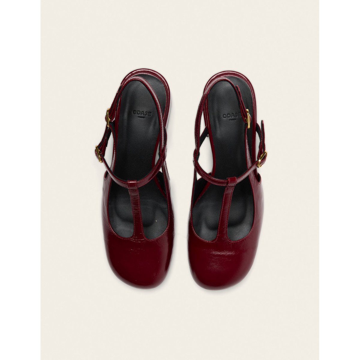 Escarpins RYLA cuir plissé verni bordeaux, ODAJE