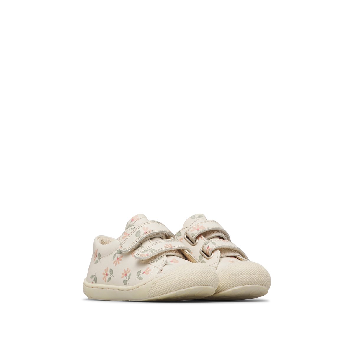 Chaussures premiers pas en cuir COCOON LOW VL blanc crème-rose, NATURINO