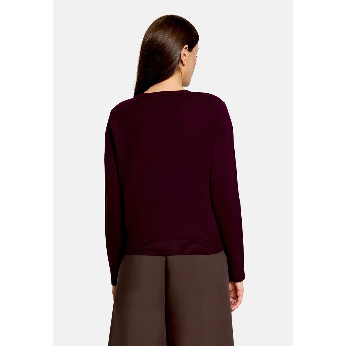 Cardigan en fine maille à encolure ronde dark dahlia, CARTOON