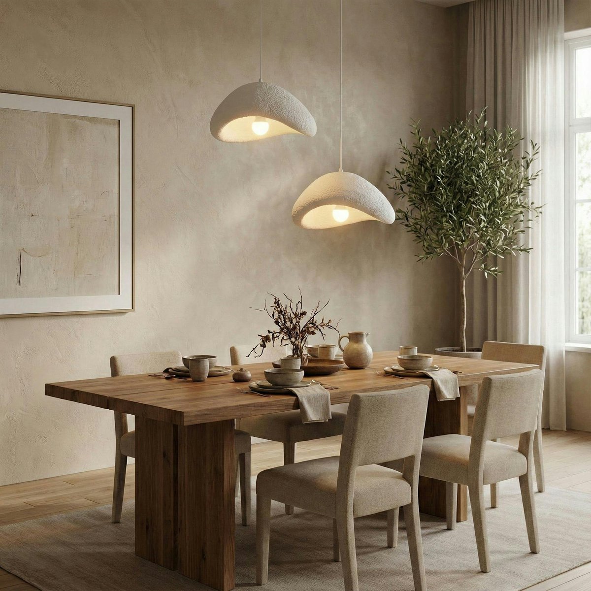 Suspension salle à manger blanche design 2 abat-jour 74 cm NOXIS blanc, PIER IMPORT