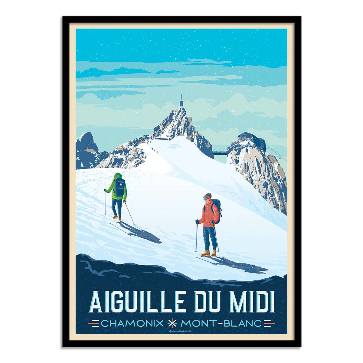 Affiche d'art - Aiguille du Midi Chamonix Mont-Blanc - Olahoop Travel Posters couleur unique, WALL EDITIONS