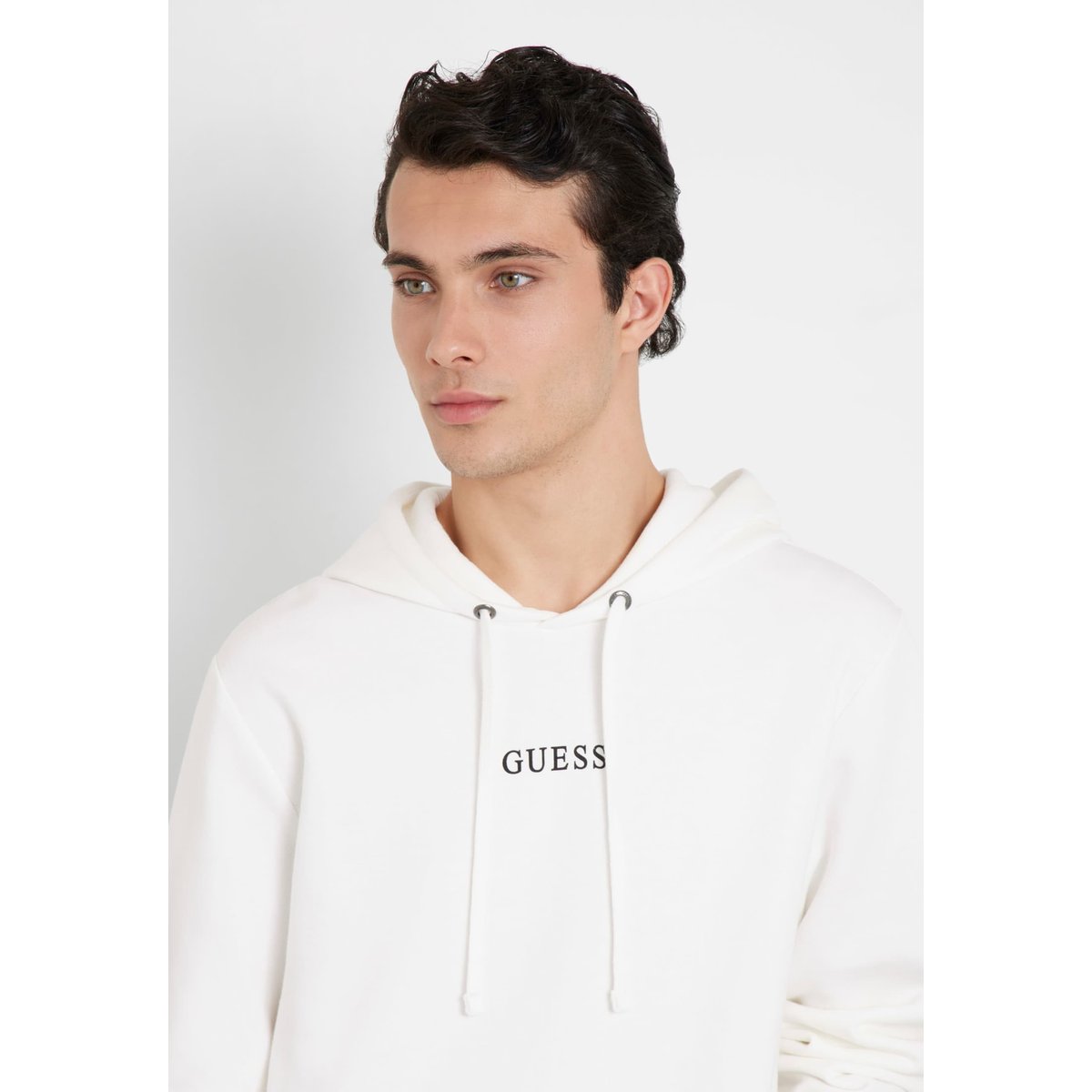 Sweat-Shirt Capuche Logo blanc, GUESS