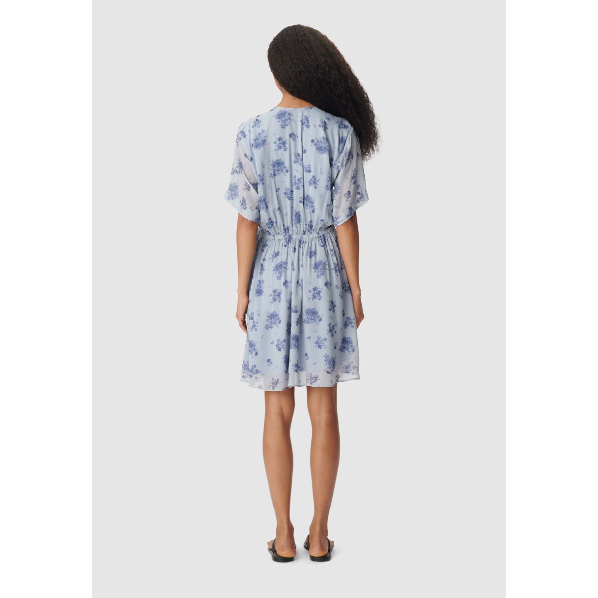 Robe courte fluide imprimé floral à nouer côté bleu, IKKS