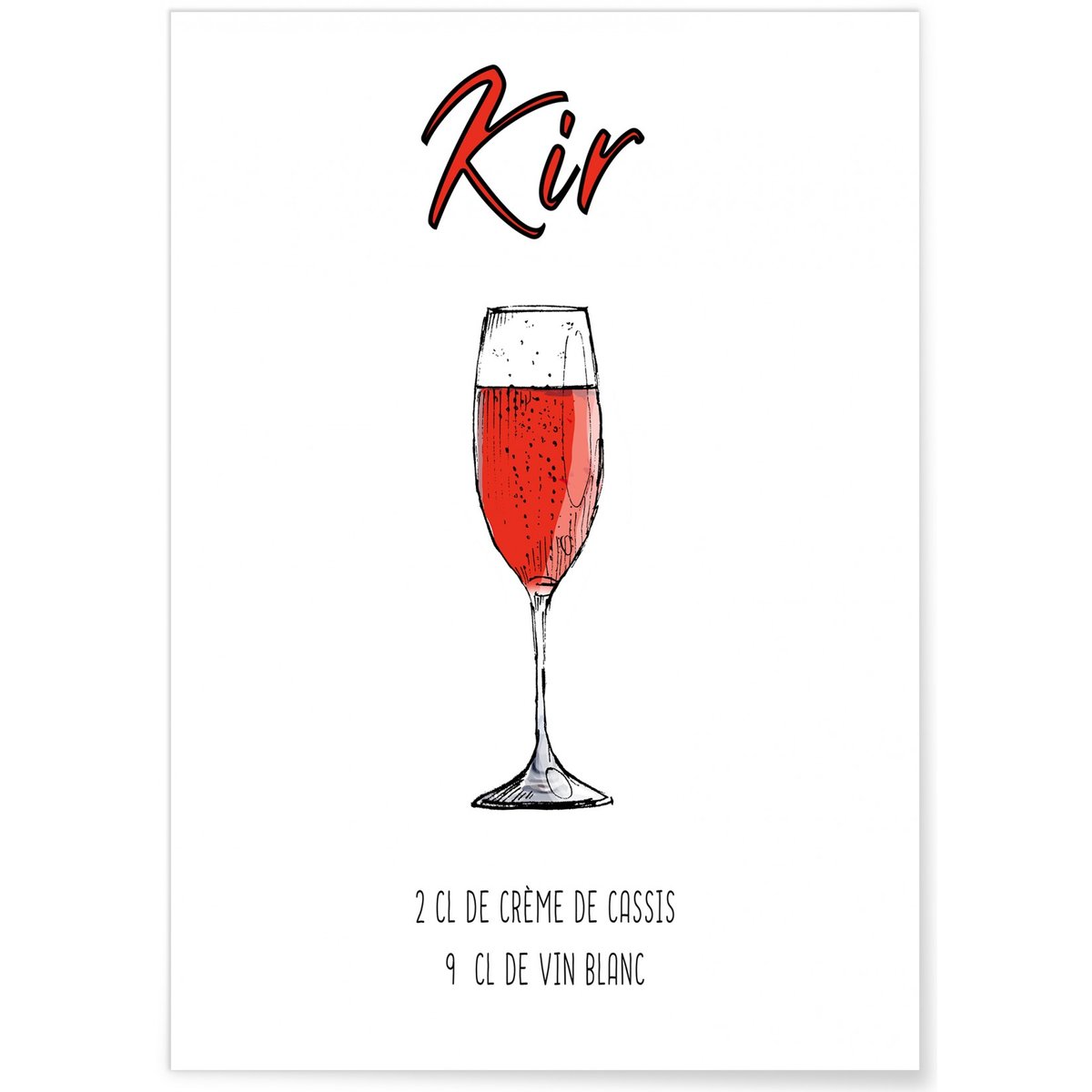 Affiche Cocktail Kir blanc, L'AFFICHERIE