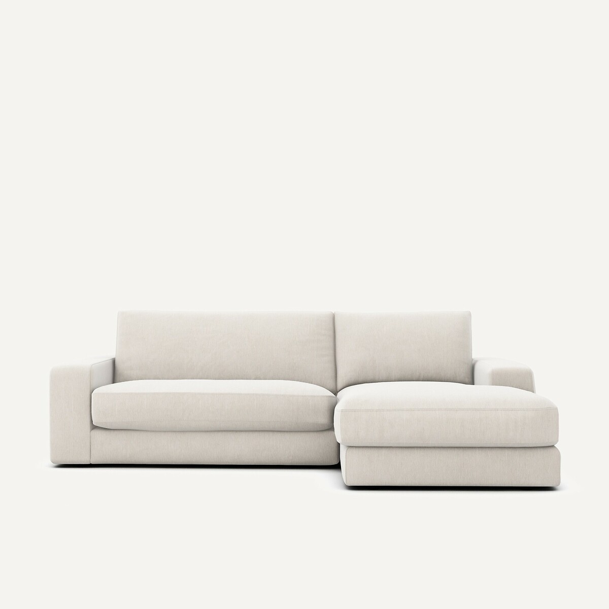 Canapé d'angle, en velours chenille, Skander blanc, AM.PM