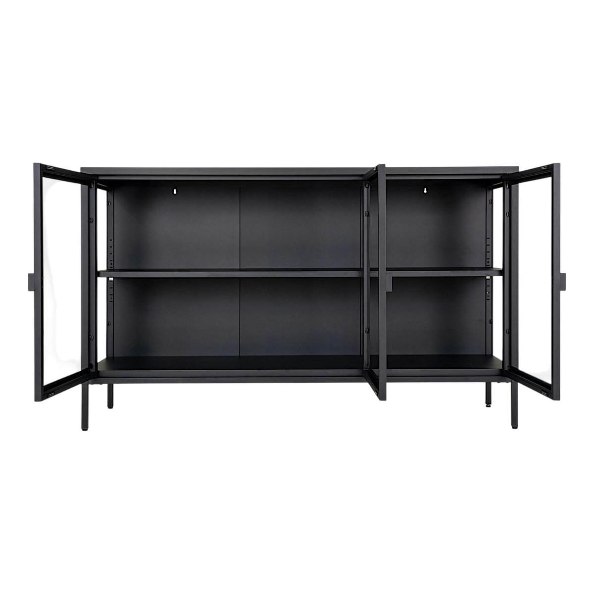 Buffet en métal, 3 portes vitrées ODENSE noir, PIER IMPORT