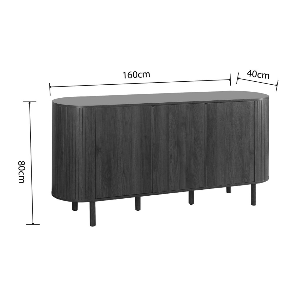 Buffet 3 portes en bois L 160 cm- ALMA bois foncé, DRAWER