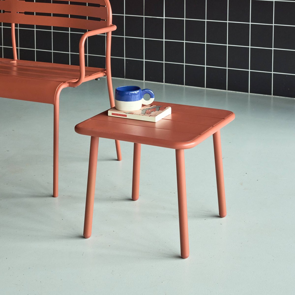 Table basse de jardin carrée acier AMÉLIA anthracite, SWEEEK